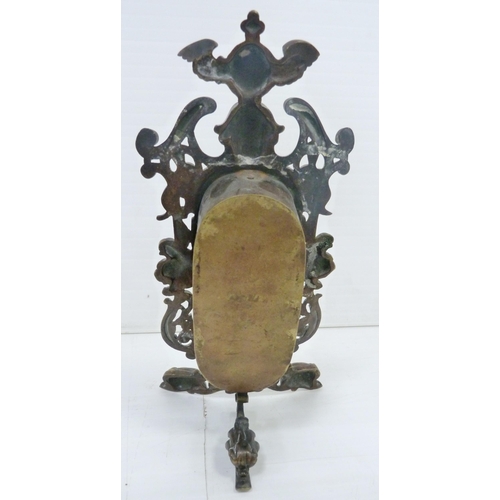 382 - Antique brass girandole plaque, possibly Dutch, 18th century, decorated with raised putti and floral... 