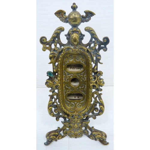 382 - Antique brass girandole plaque, possibly Dutch, 18th century, decorated with raised putti and floral... 