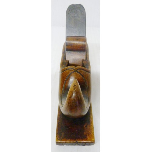 348 - Novelty smoothing plane in the form of a clog, marked to the metal 'Peugeot & CIE', inscribed '1... 