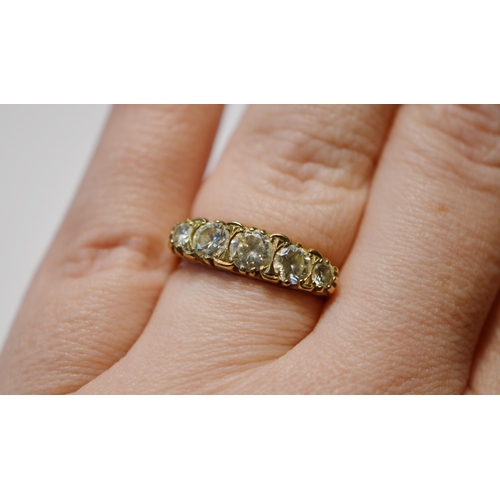 248 - Diamond five-stone lady's ring, in gold, probably 18ct, set with five graduated brilliants, total di... 