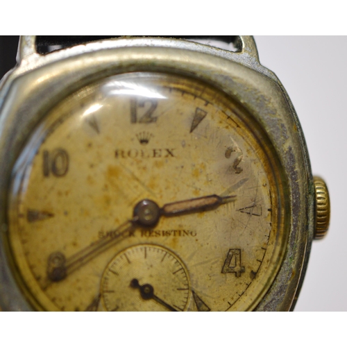 297 - Rolex Oyster shock-resisting gent's manual wind wristwatch, c. 1949-50, steel-cased, shaped bezel, o... 