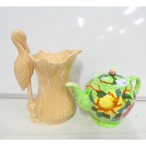 141 - Sylvac crane handle jug and Maling ware teapot. 