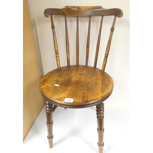 158 - Antique elm stick back chair.