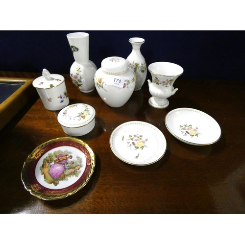 171 - Various porcelain including Wedgwood pots, Aynsley etc.