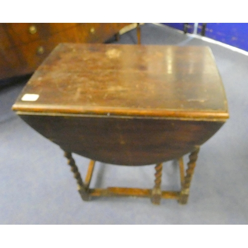 179 - Small oak barley twist drop leaf table.