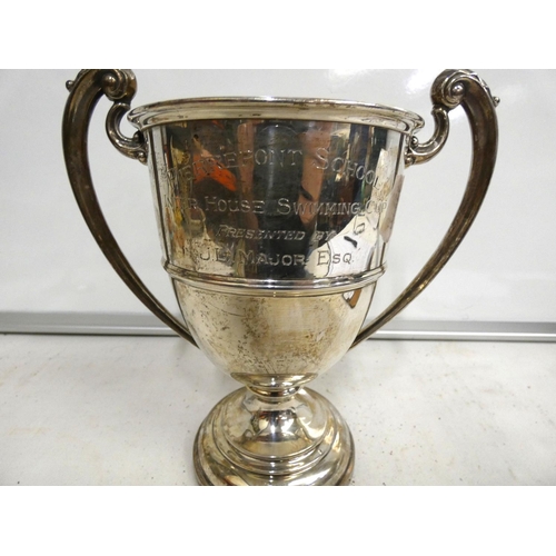 229 - Silver Pierepont School swimming trophy, 356g.