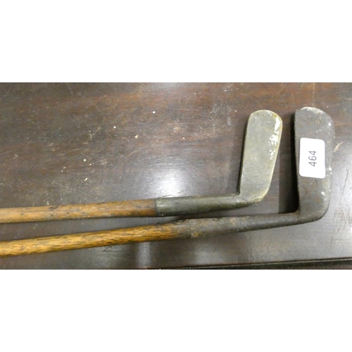 464 - Two hickory shafted golf clubs.