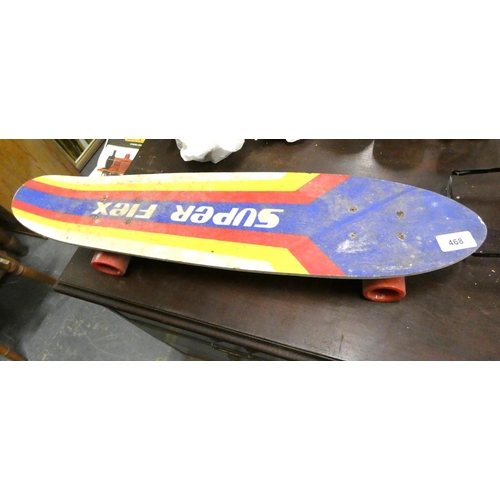 468 - 1980's super flex skateboard and dolls cot.