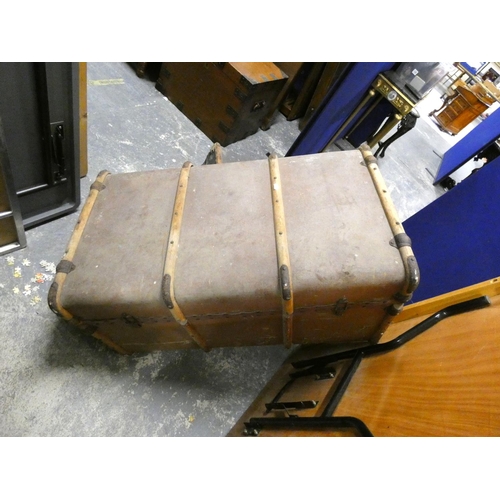 485 - Two large vintage travel trunks.