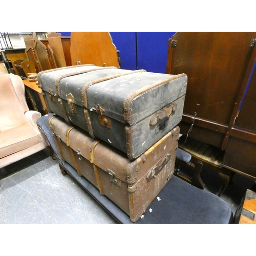 485 - Two large vintage travel trunks.