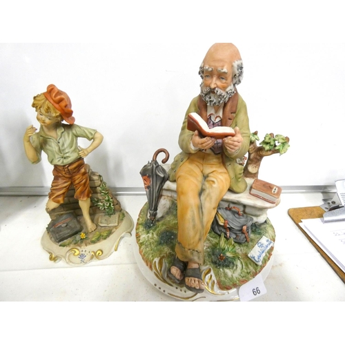 66 - Two large Capodimonte figures both signed to base.