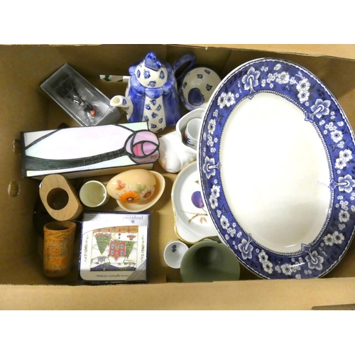 67 - Large box of various household sundries including teapot, egg cups etc.