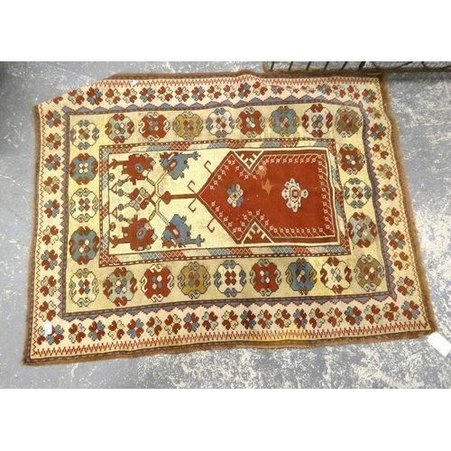 69 - Turkish brown and cream hand knotted rug.