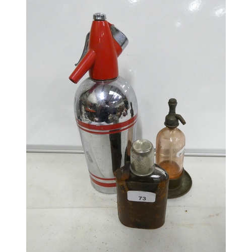 73 - Soda syphon, hip flask etc