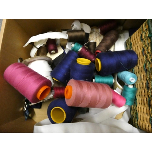 81 - Box of various cotton's and sewing items.