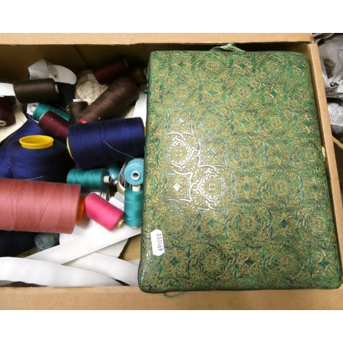 81 - Box of various cotton's and sewing items.