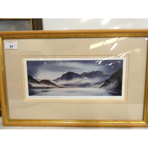 84 - Margaret Vickers, oil on board, landscape and Ennerdale Water print. (2)