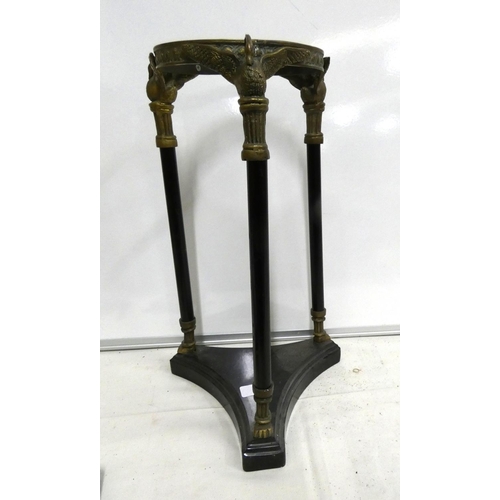 98 - Antique brass and slate base stick stand.