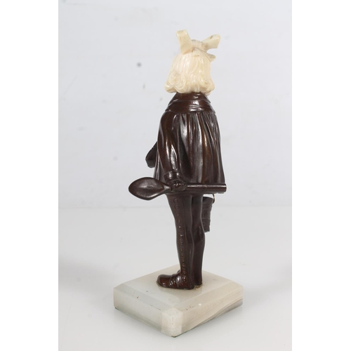 251 - Modern Art Deco style figurine of a girl with bucket and spade, H16cm.