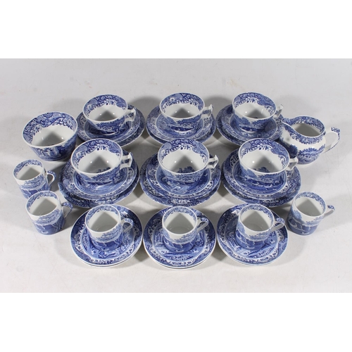 34 - Spode Italian blue and white pottery tea and coffee set for six.