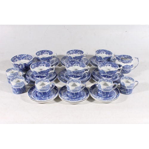 34 - Spode Italian blue and white pottery tea and coffee set for six.