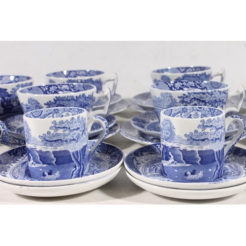 34 - Spode Italian blue and white pottery tea and coffee set for six.