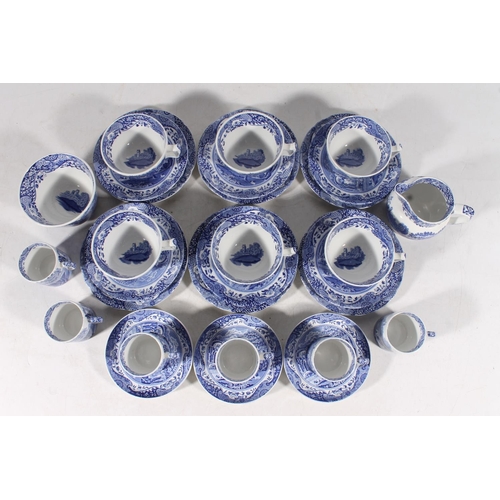 34 - Spode Italian blue and white pottery tea and coffee set for six.