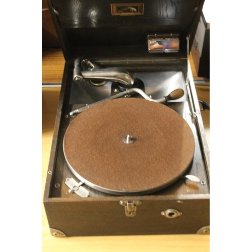 373 - Antique HMV wind up gramophone.