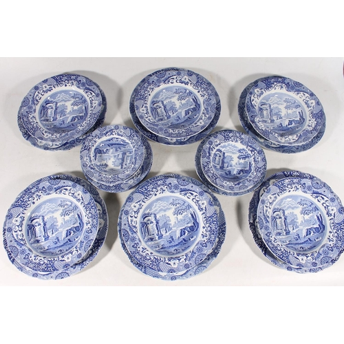 41 - Spode Italian blue and white pottery dinner set for six, incl. dinner plates, soup bowls, dessert bo... 