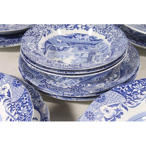 41 - Spode Italian blue and white pottery dinner set for six, incl. dinner plates, soup bowls, dessert bo... 