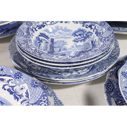 41 - Spode Italian blue and white pottery dinner set for six, incl. dinner plates, soup bowls, dessert bo... 