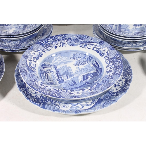 41 - Spode Italian blue and white pottery dinner set for six, incl. dinner plates, soup bowls, dessert bo... 