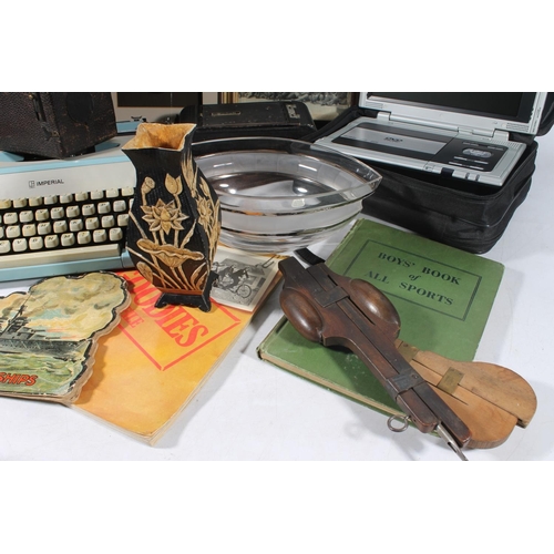 96 - Italian Crystal bowl, 1974 Imperial portable typewriter, Queen Mary medallion, a early 20thC J.H. St... 