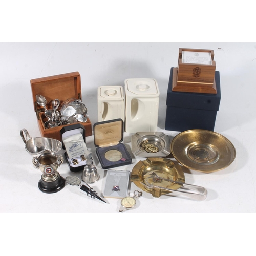 97 - Assorted collection of Cruise Liner memorabilia incl. Cunard square form teapot and milk jug, Cunard... 