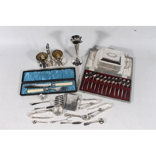 29 - Hallmarked silver incl. engraved cigarette case, napkin ring, sugar nips, pickle forks etc., gross 1... 