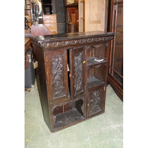 611 - 19thC carved wall cabinet.