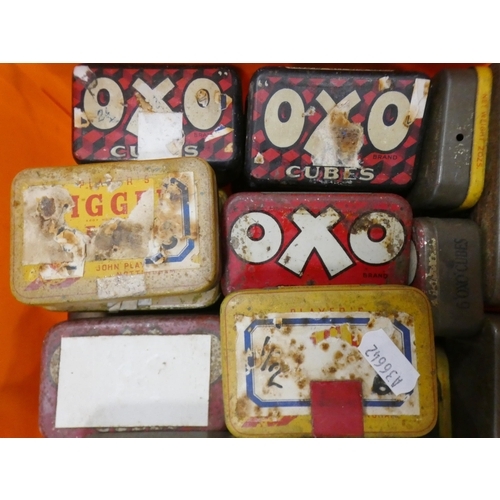 100 - Collection of vintage branded tins, mainly Oxo, various sizes, and others.