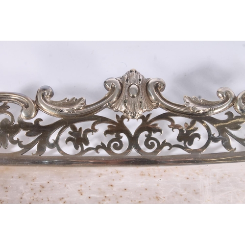 17 - Large Victorian silver plated serving tray, the scrolled acanthus handles between a pierced foliate ... 