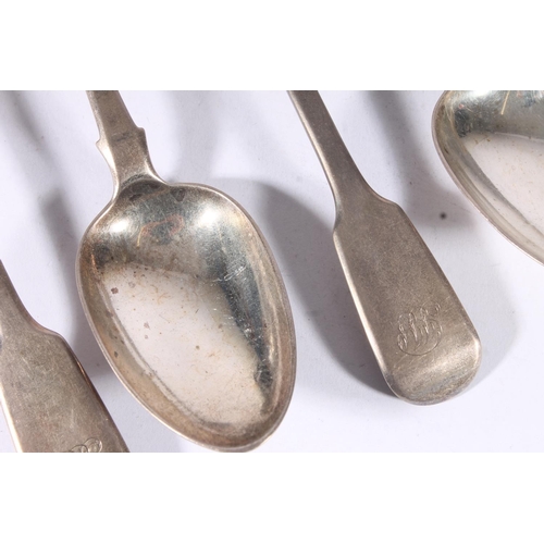 29 - Four William IV silver fiddle pattern soup spoons, AB Savory and Sons London 1833, 207g, L18cm.