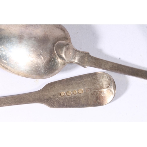 29 - Four William IV silver fiddle pattern soup spoons, AB Savory and Sons London 1833, 207g, L18cm.