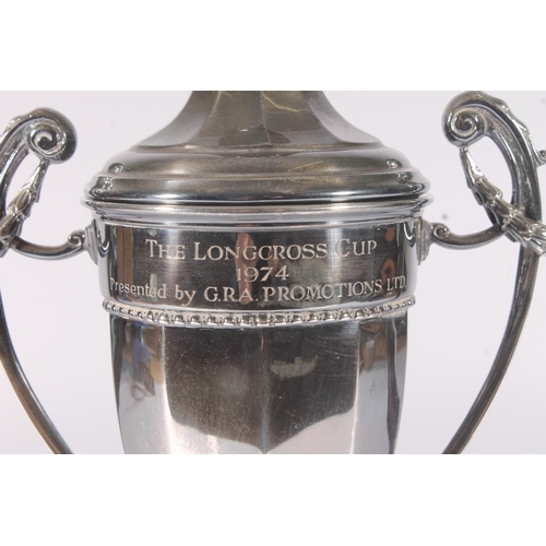 3 - Geo. V silver trophy for the 1974 Longcross Cup, the trophy of classical shape raised on a black pla... 