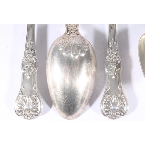 32 - Four Victorian silver Queens pattern tablespoons, TW London 1854, together with two matched William ... 