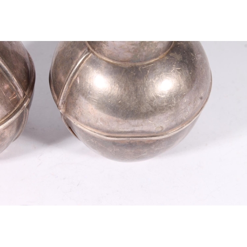 37 - A pair of ER.II Guernsey silver lidded milk jugs together with a small lidded cream jug, hallmarked ... 