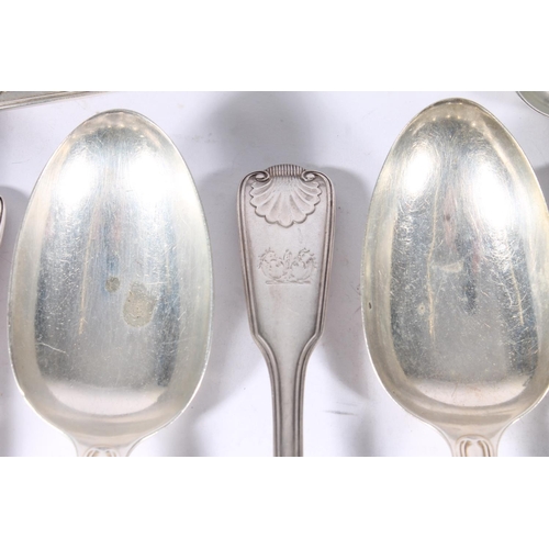 40 - Set of twelve Victorian silver thread and shell pattern tablespoons, makers mark rubbed, possibly Lo... 