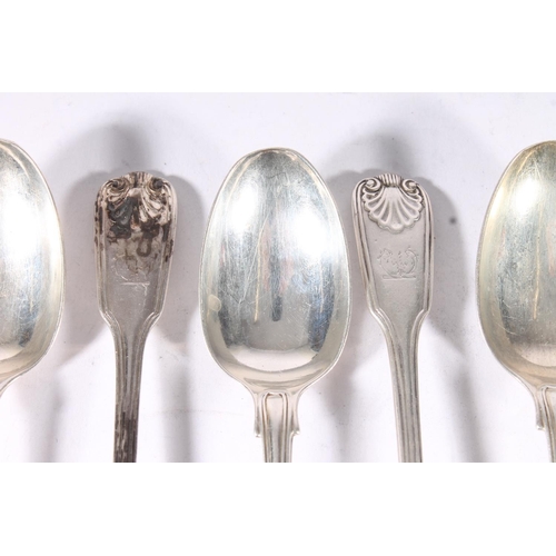 44 - Set of eleven Victorian silver thread and shell pattern tablespoons, makers mark WE, possibly London... 