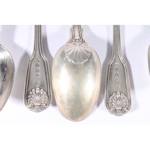 44 - Set of eleven Victorian silver thread and shell pattern tablespoons, makers mark WE, possibly London... 