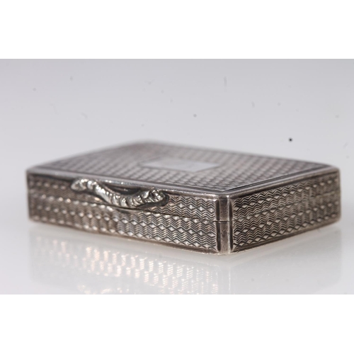 63 - William IV silver vinaigrette, of rectangular form with engine turned decoration and cast thumbpiece... 