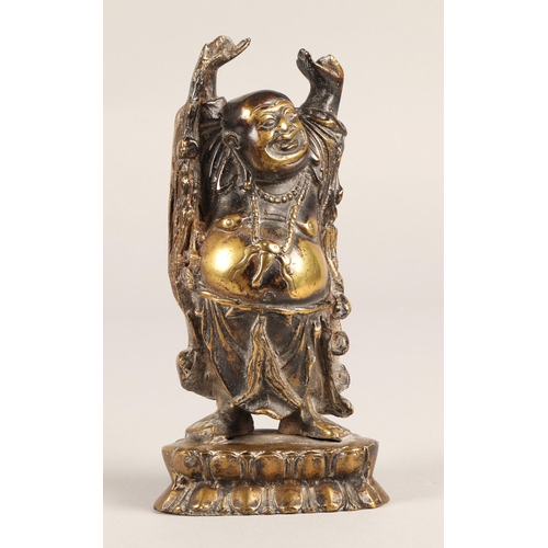 30 - Brass model of a happy Buddha, 17cm h