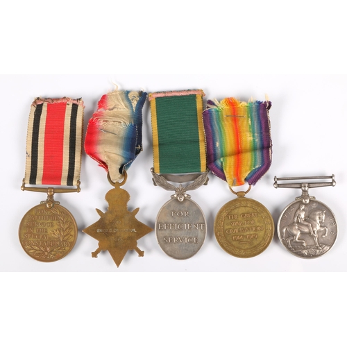 77 - Medals of 2110 Gunner O R Colquhoun of the Royal Field Artillery comprising WWI war medal and victor... 