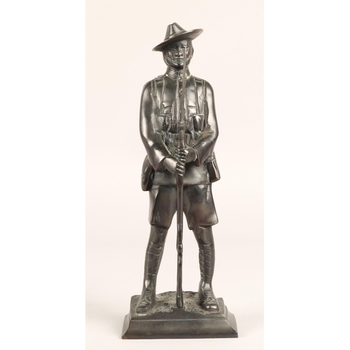 27 - Bronzed metal figure of a Gurkha 30cm high...